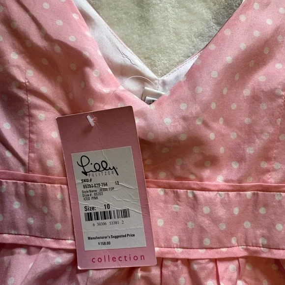 Lilly Pulitzer White Label - Jesse Top - Iced Pink - polka dots - Picture 3 of 7